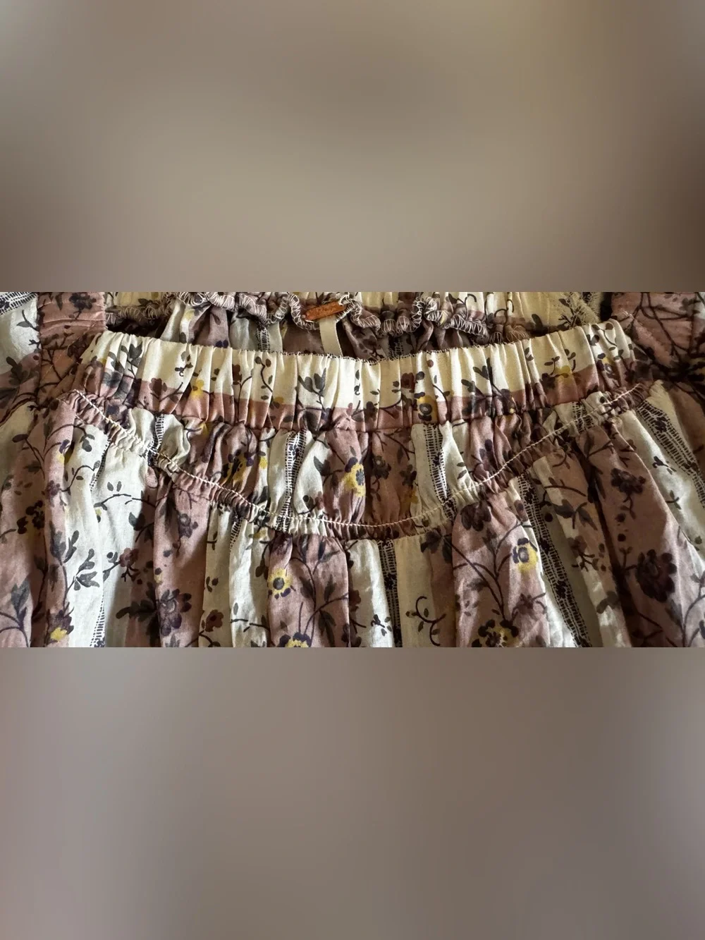 Free People size M Vintage Lover top Boho floral babydoll puff sleeve prairie